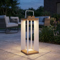 Teckalu 500lm Solar Lantern 36.5 cm - Duratek Teak with White Aluminium Slats