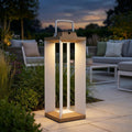 Teckalu 500lm Solar Lantern 45.5 cm - Duratek Teak with White Aluminium Slats