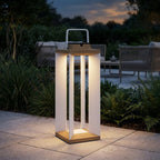 Teckalu 500lm Solar Lantern 65.5 cm - Duratek Teak with White Aluminium Slats