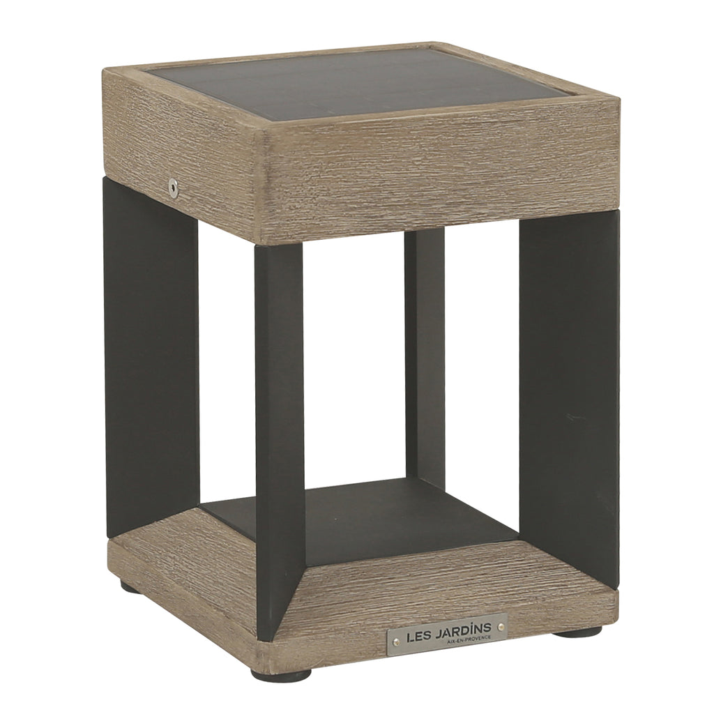 Teckalu 300lm Solar Table Lamp 21 cm - Teak Duratek with Black Aluminium Slats
