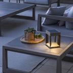 Teckalu 300lm Solar Table Lamp 21 cm - Teak Duratek with Black Aluminium Slats