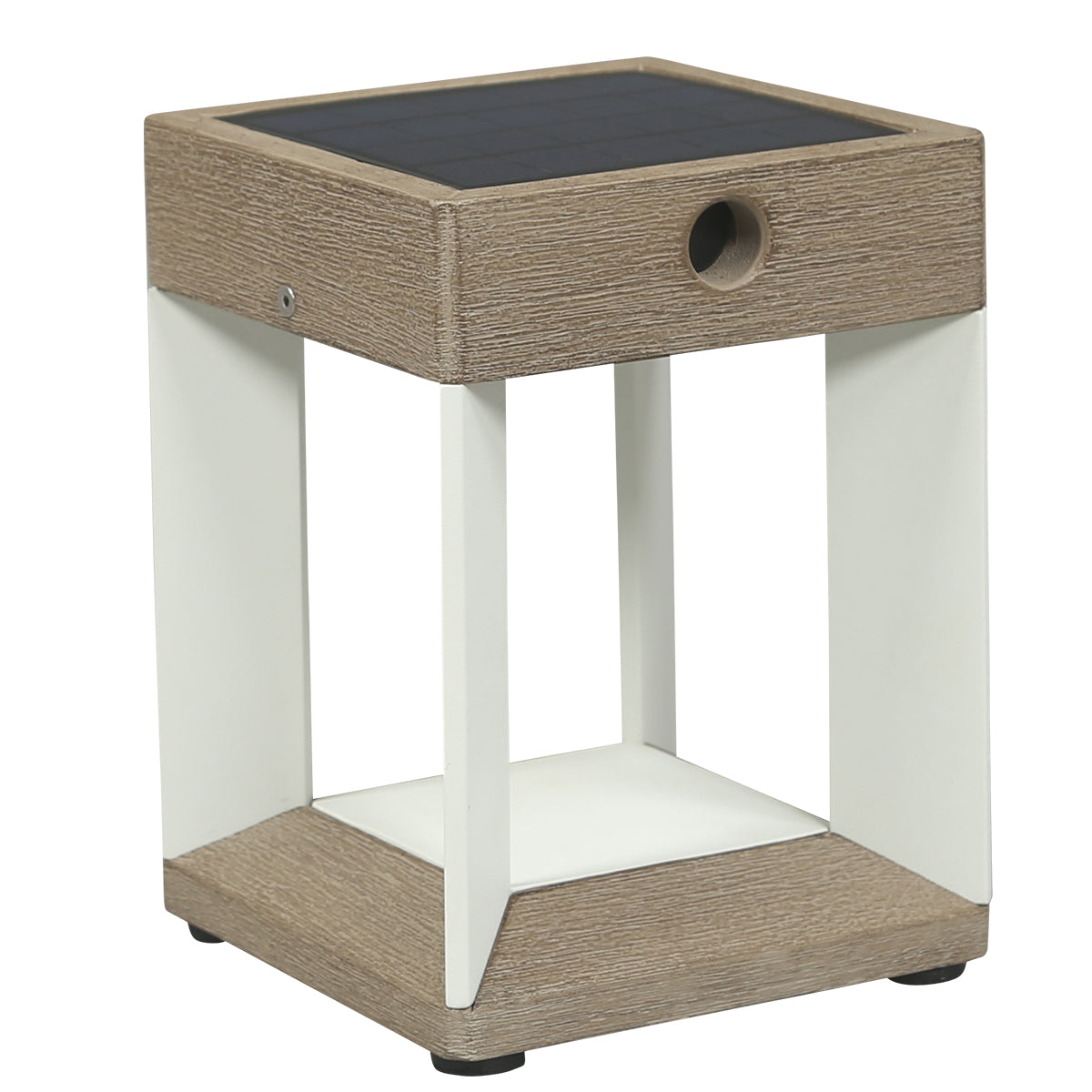 Teckalu 300lm Solar Table Lamp 21 cm - Teak Duratek with White Aluminium Slats