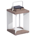 Teckalu 500lm Solar Lantern 36.5 cm - Duratek Teak with White Aluminium Slats
