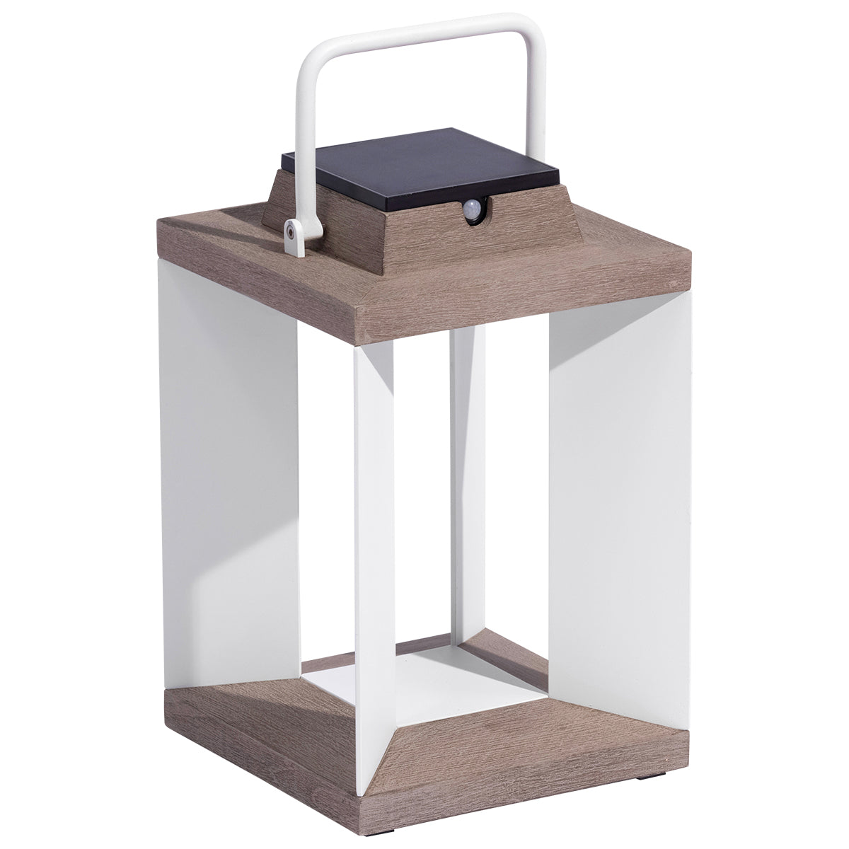 Teckalu 500lm Solar Lantern 36.5 cm - Duratek Teak with White Aluminium Slats