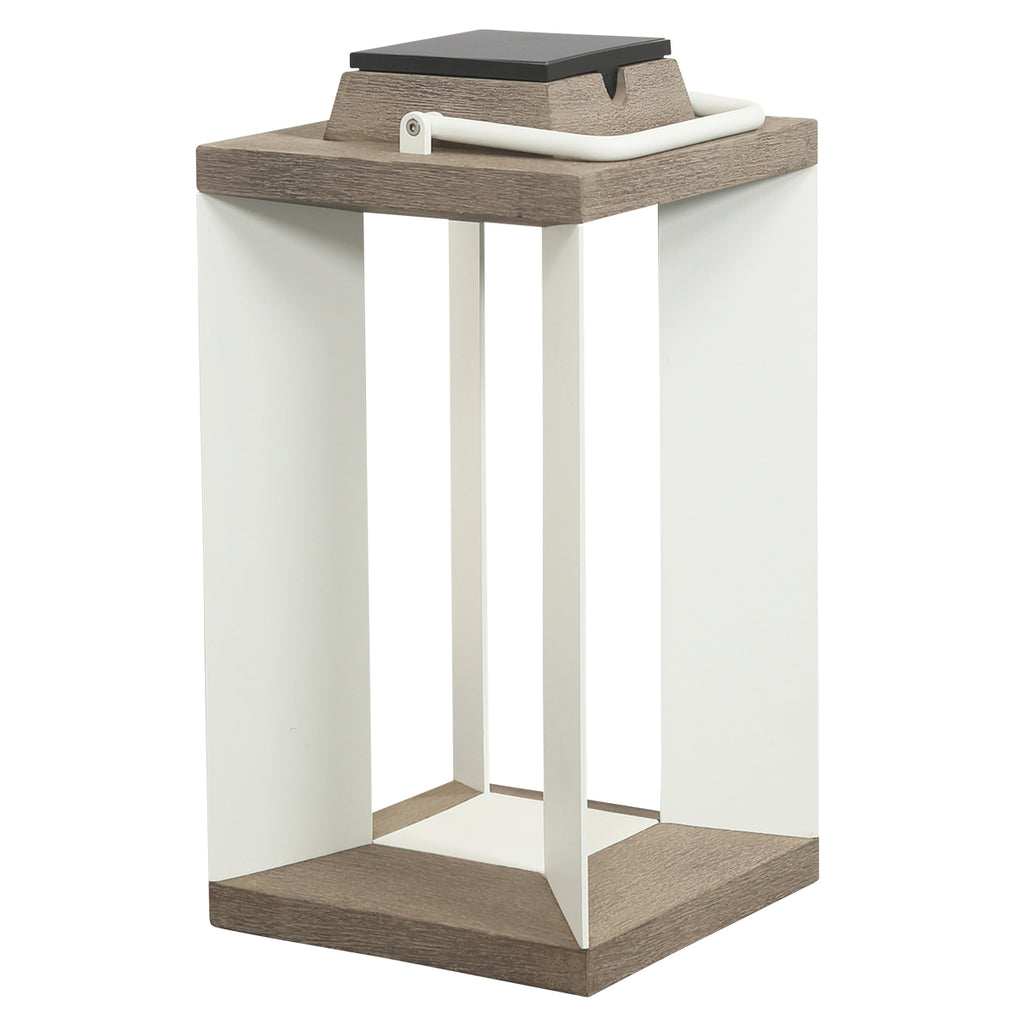 Teckalu 500lm Solar Lantern 45.5 cm - Duratek Teak with White Aluminium Slats
