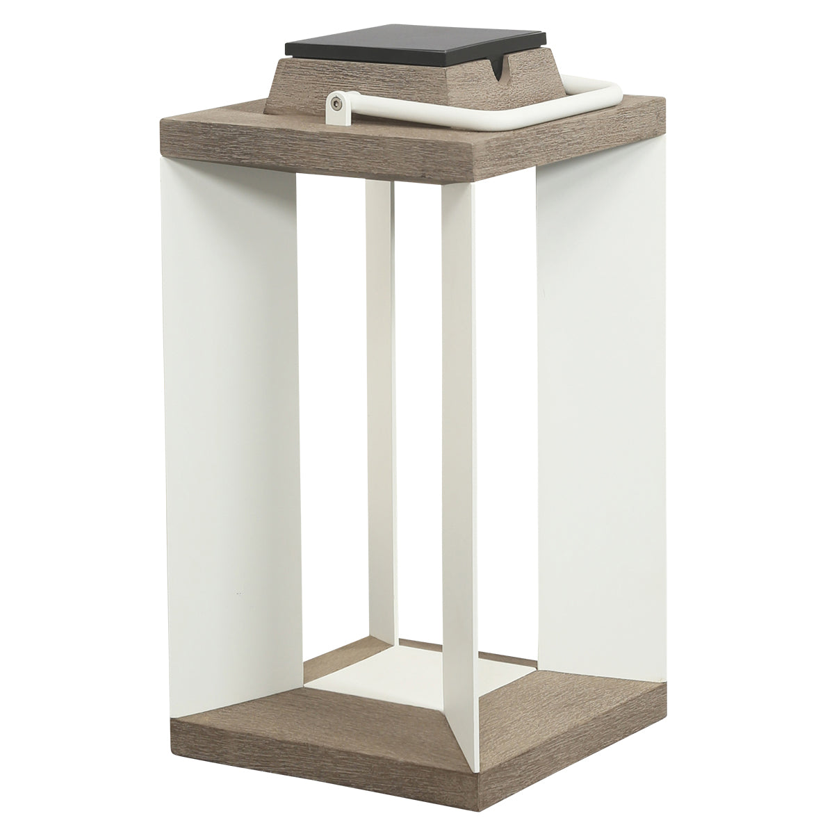 Teckalu 500lm Solar Lantern 45.5 cm - Duratek Teak with White Aluminium Slats