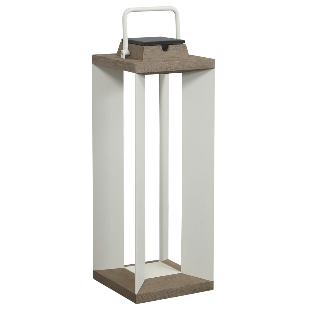Teckalu 500lm Solar Lantern 65.5 cm - Duratek Teak with White Aluminium Slats