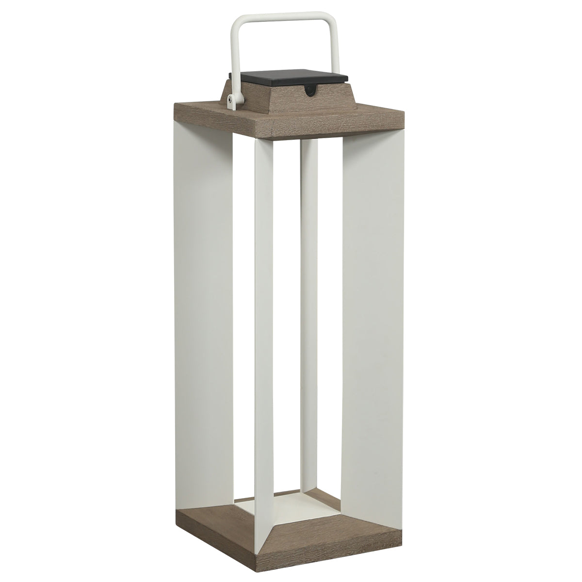Teckalu 500lm Solar Lantern 65.5 cm - Duratek Teak with White Aluminium Slats