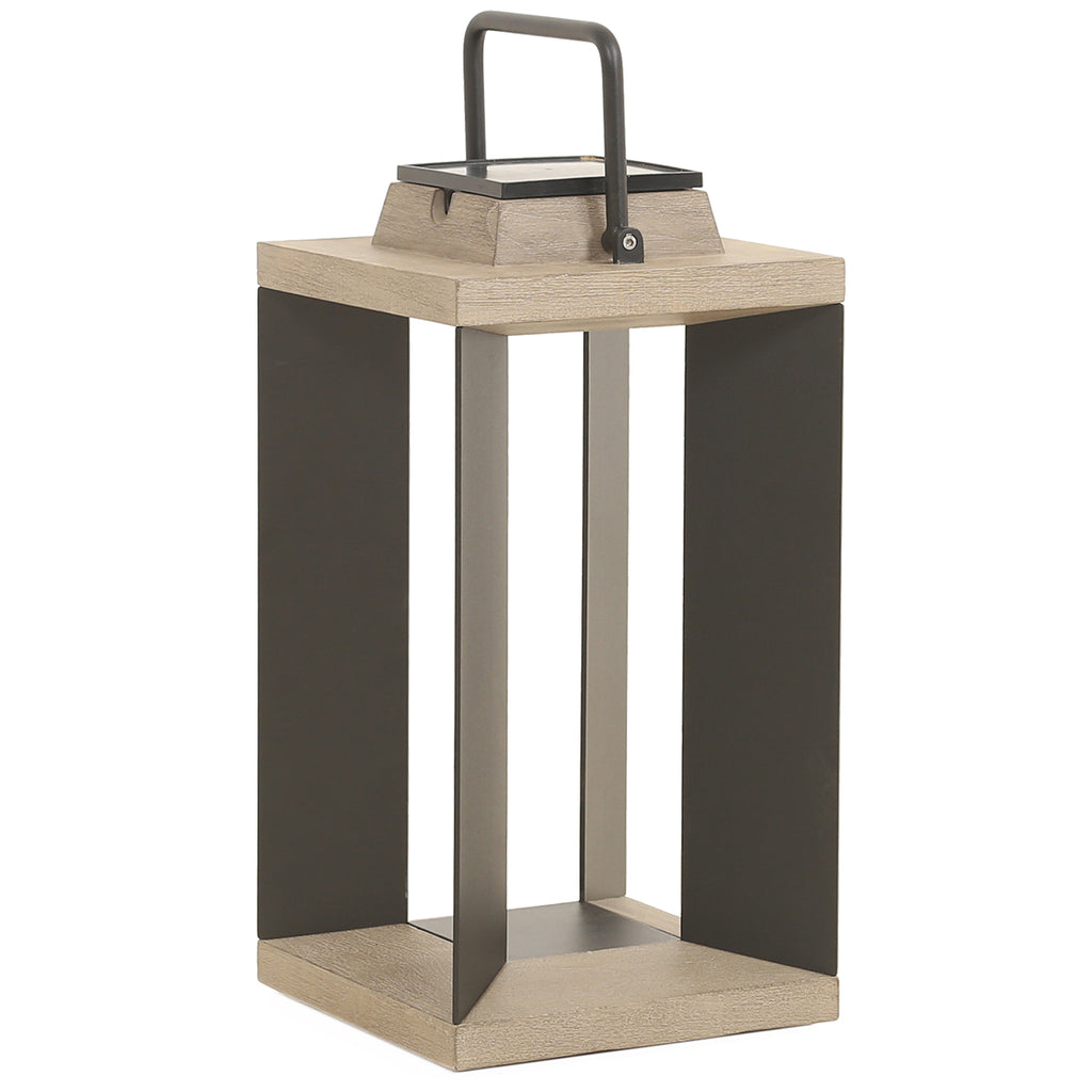 Teckalu 500lm Solar Lantern Medium 45.5 cm - Duratek Teak with Black Aluminium Slats