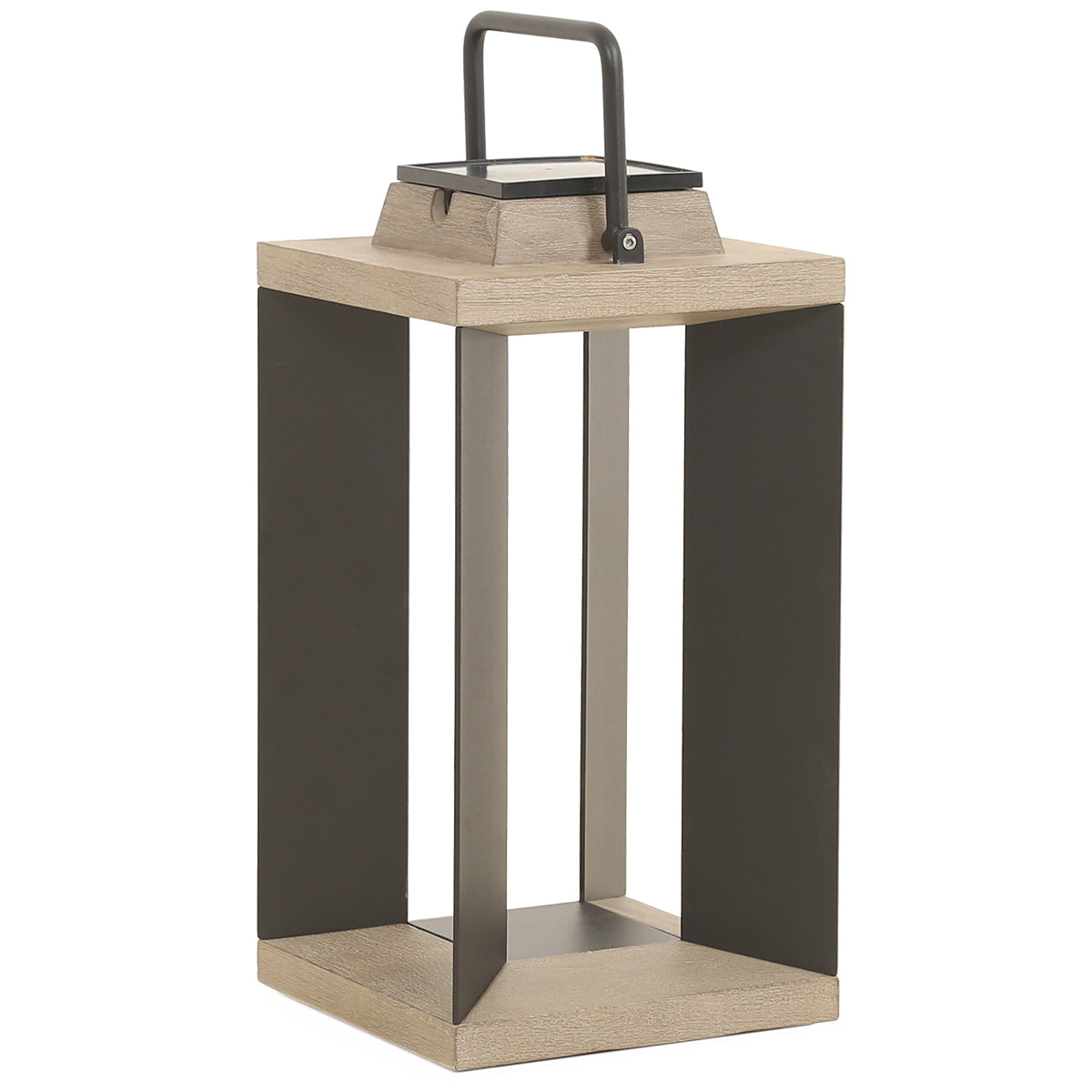 Teckalu 500lm Solar Lantern Medium 45.5 cm - Duratek Teak with Black Aluminium Slats