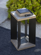 Teckalu 500lm Solar Lantern Medium 45.5 cm - Duratek Teak with Black Aluminium Slats