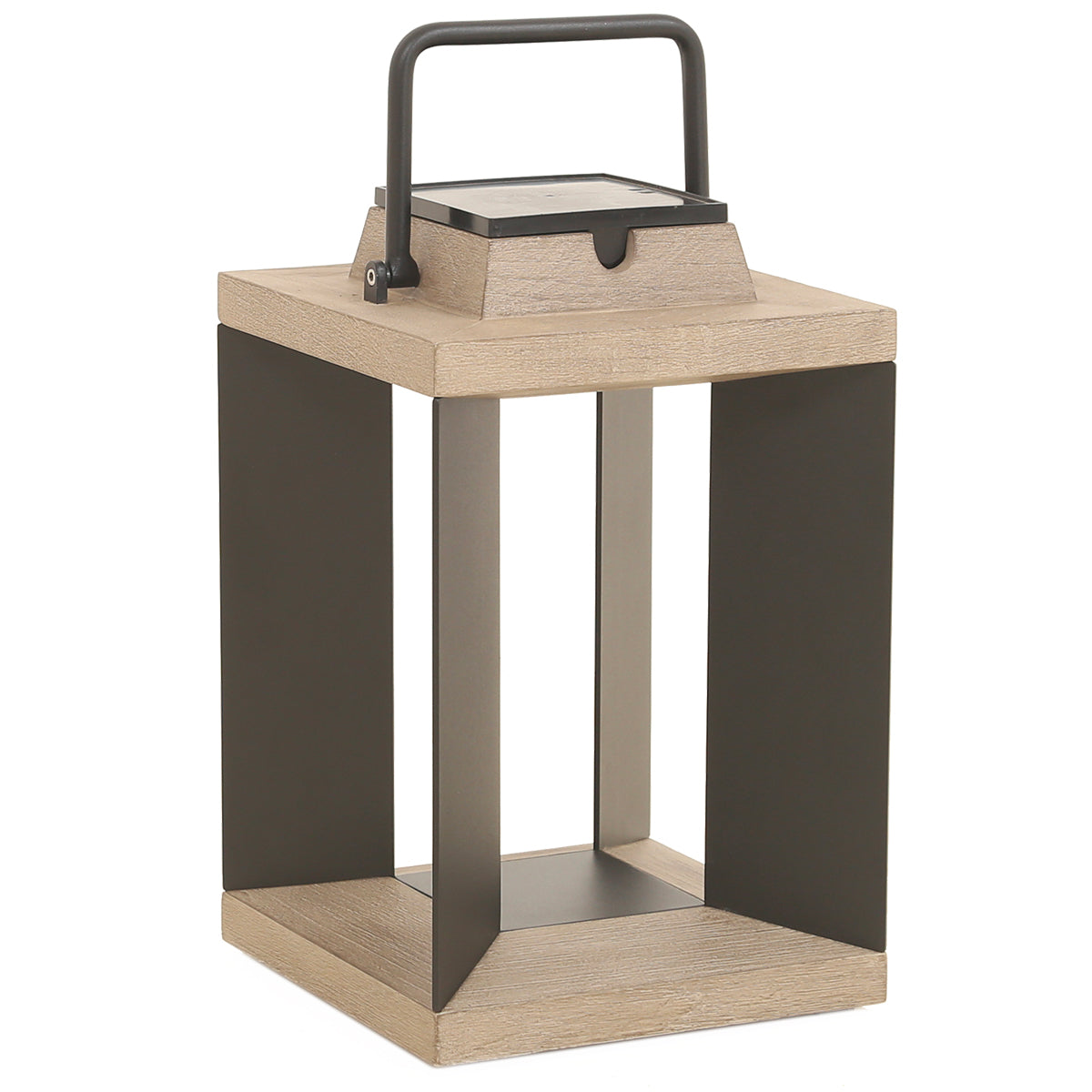 Teckalu 500lm Solar Lantern Small 36.5 cm - Duratek Teak with Black Aluminium Slats
