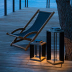 Teckalu 500lm Solar Lantern Small 36.5 cm - Duratek Teak with Black Aluminium Slats