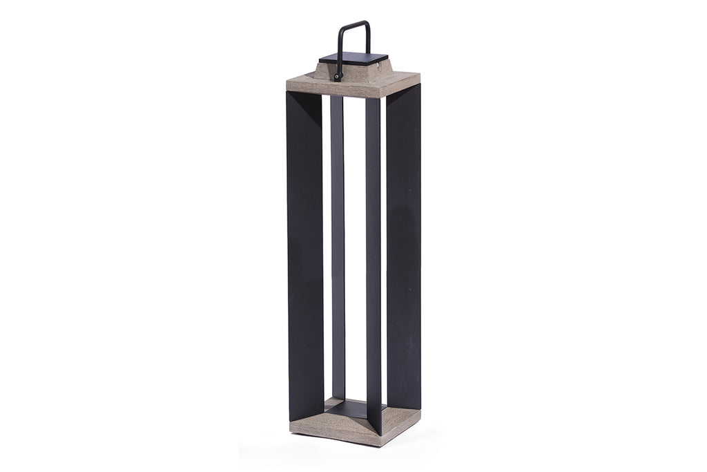 Teckalu 500lm Solar Lantern XL 90 cm - Duratek Teak with Black Aluminium Slats