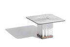 Teckalu 500lm Solar Low Table 64 cm Square - Duratek Teak Base, White Wash Concrete HPL Top with White Aluminium Slats