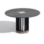 Teckalu 500lm Solar Low Table 70 cm - Duratek Teak Base, Slate HPL Top with Black Aluminium Slats