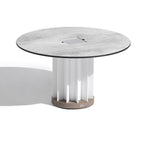 Teckalu 500lm Solar Low Table 70 cm - Duratek Teak Base, White Wash Concrete HPL Top with White Aluminium Slats
