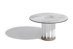 Teckalu 500lm Solar Low Table 70 cm - Duratek Teak Base, White Wash Concrete HPL Top with White Aluminium Slats