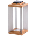Teckinox 500lm Solar Lantern Medium 45.5 cm - Teak with Stainless Steel Slats