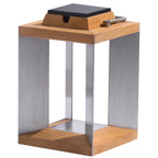 Teckinox 500lm Solar Lantern Small 36.5 cm - Teak with Stainless Steel Slats