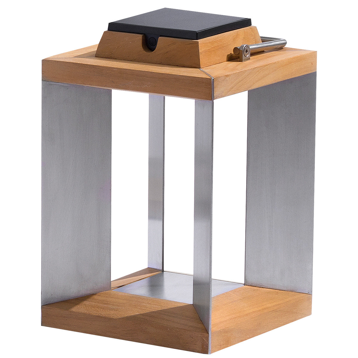 Teckinox 500lm Solar Lantern Small 36.5 cm - Teak with Stainless Steel Slats
