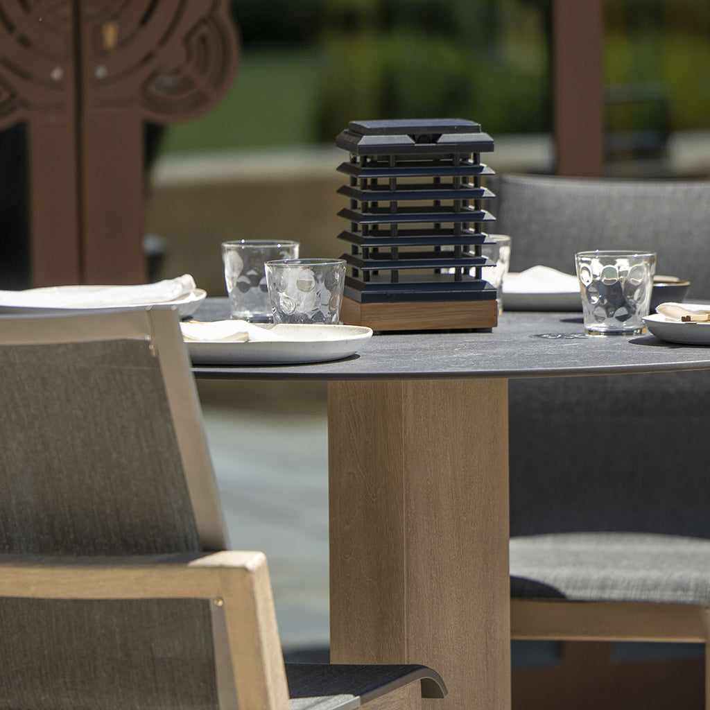 Tekura 300lm Solar Table Lamp 21 cm - Teak with Slate and White Wash HPL