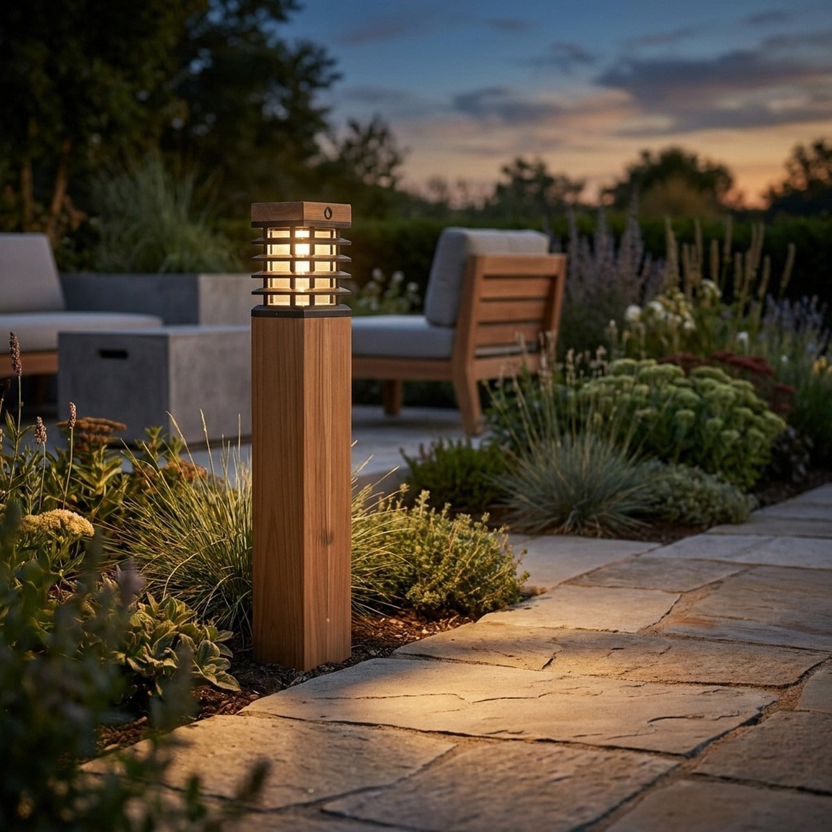 Tekura 500lm Solar Pathway Light 75 cm - Teak with HPL Slats
