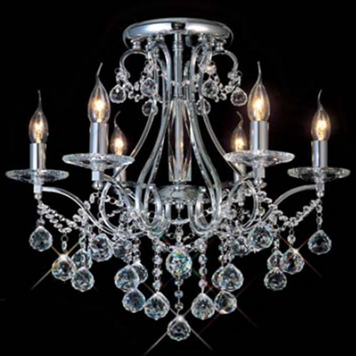 Diyas Bianco 6 Light Crystal Chandelier in Polished Chrome