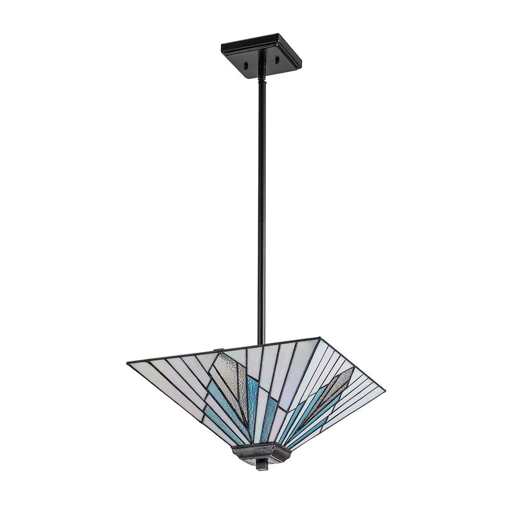 Elstead Alderley Tiffany 2 Light  Trio Mount Pendant Light in Vintage Bronze