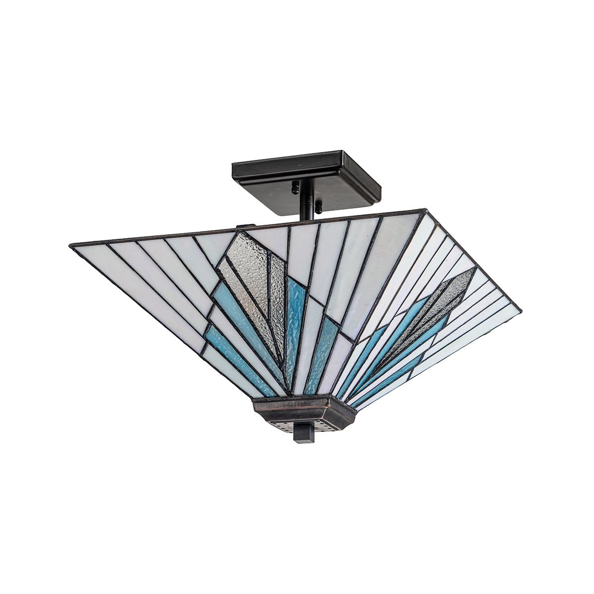 Elstead Alderley Tiffany 2 Light  Trio Mount Pendant Light in Vintage Bronze