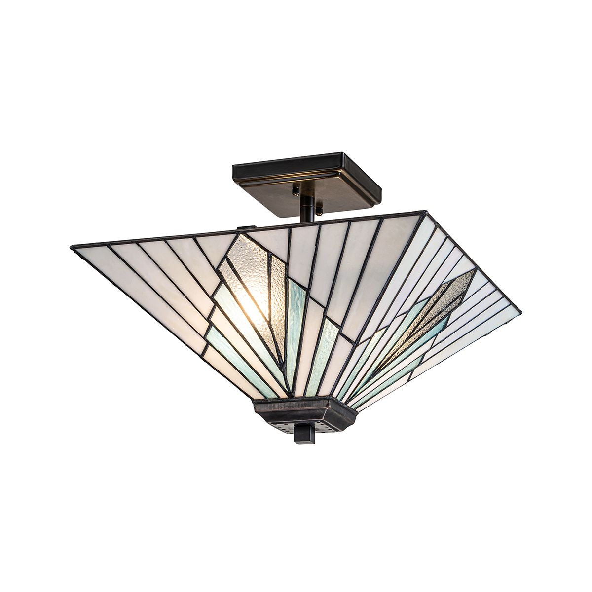 Elstead Alderley Tiffany 2 Light  Trio Mount Pendant Light in Vintage Bronze