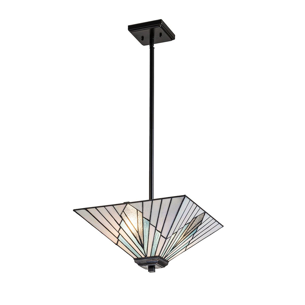 Elstead Alderley Tiffany 2 Light  Trio Mount Pendant Light in Vintage Bronze