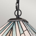 Elstead Alderley 2 Light Tiffany Pendant Light in Vintage Bronze, detail