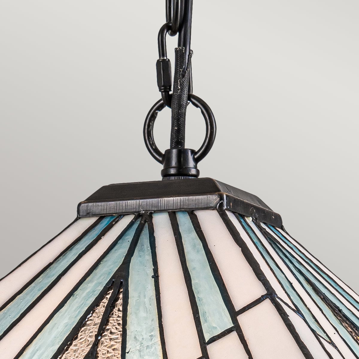 Elstead Alderley 2 Light Tiffany Pendant Light in Vintage Bronze, detail