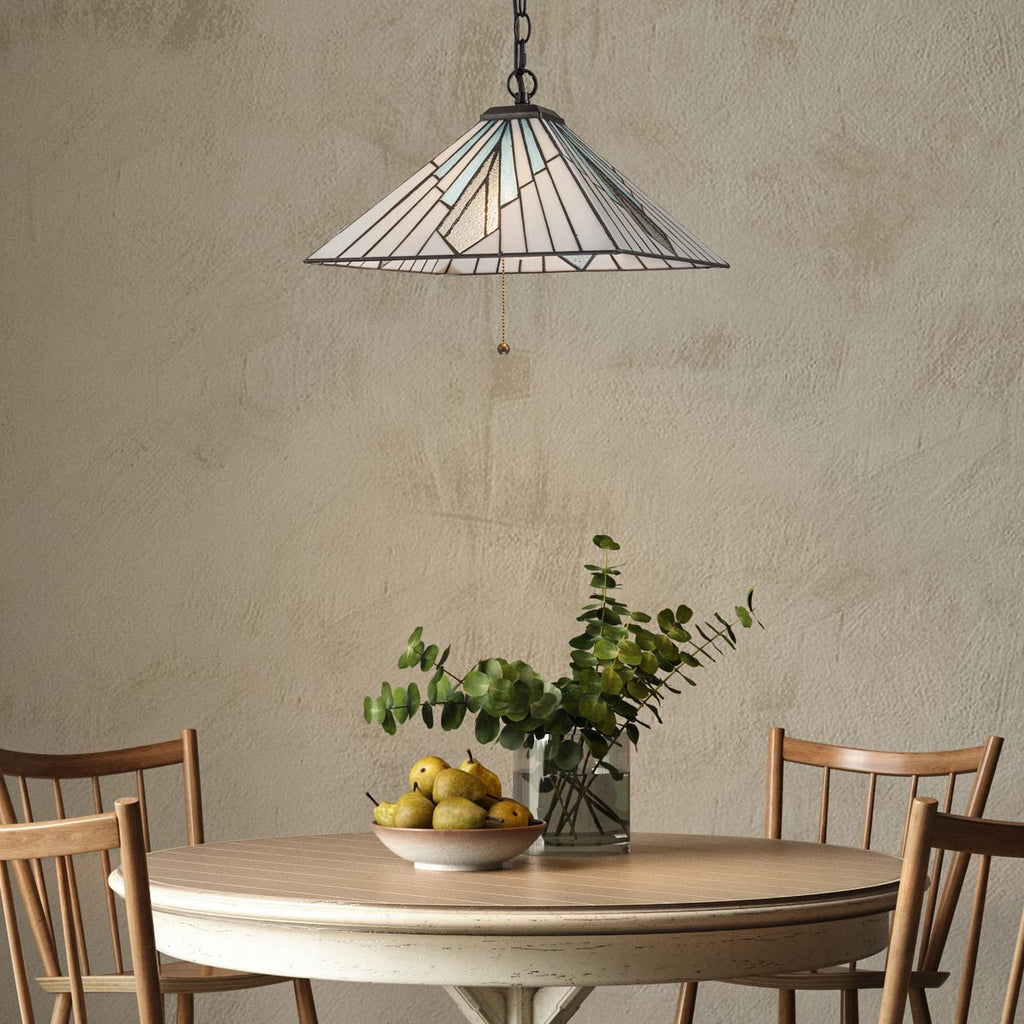 Elstead Alderley 2 Light Tiffany Pendant Light in Vintage Bronze, in situ