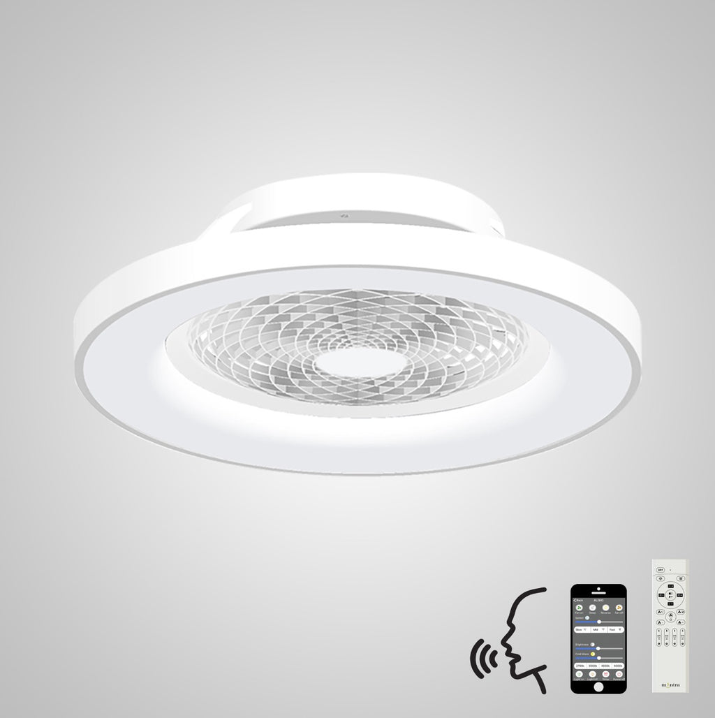 Mantra Tibet Ceiling Fan & Dimmable LED Light White. 5 Years Warranty. Remote Control, App & Alexa/Google Voice Control