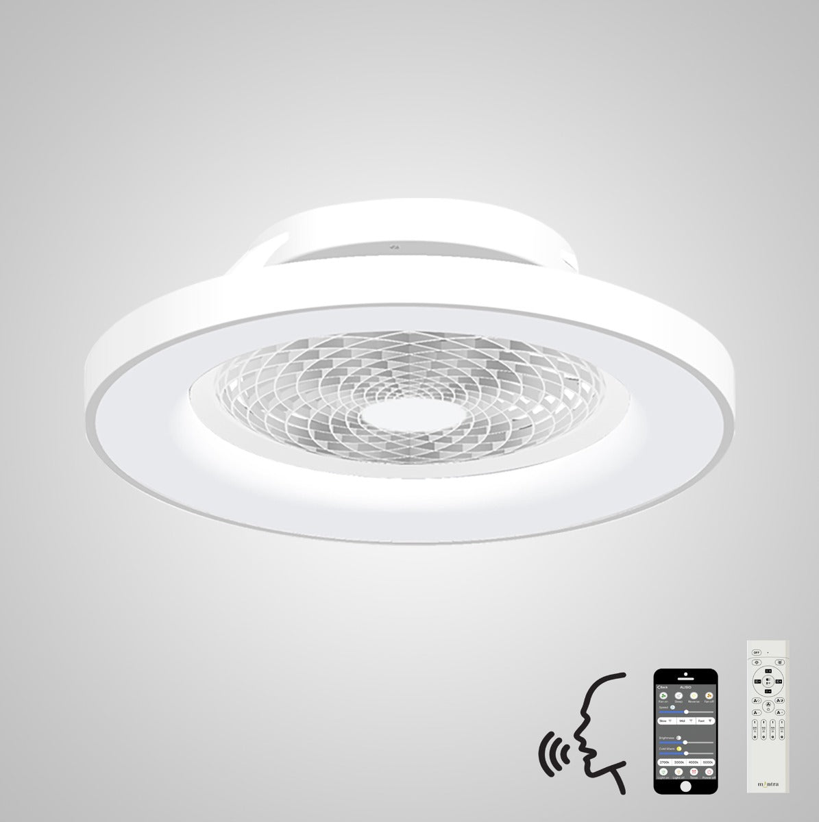 Mantra Tibet Ceiling Fan & Dimmable LED Light White. 5 Years Warranty. Remote Control, App & Alexa/Google Voice Control