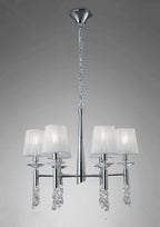 Mantra Tiffany Pendant Fitting 12 Light Polished Chrome White Shades