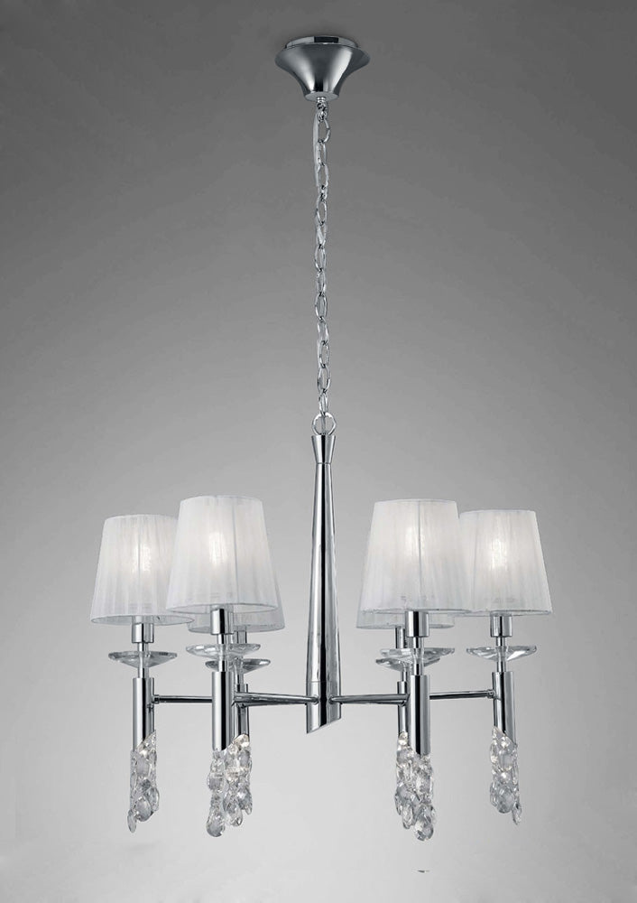 Mantra Tiffany Pendant Fitting 12 Light Polished Chrome White Shades