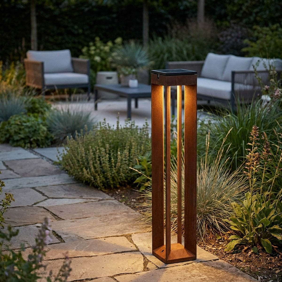 Blade 500lm Solar Pathway Light 90 cm - Corten Aluminium