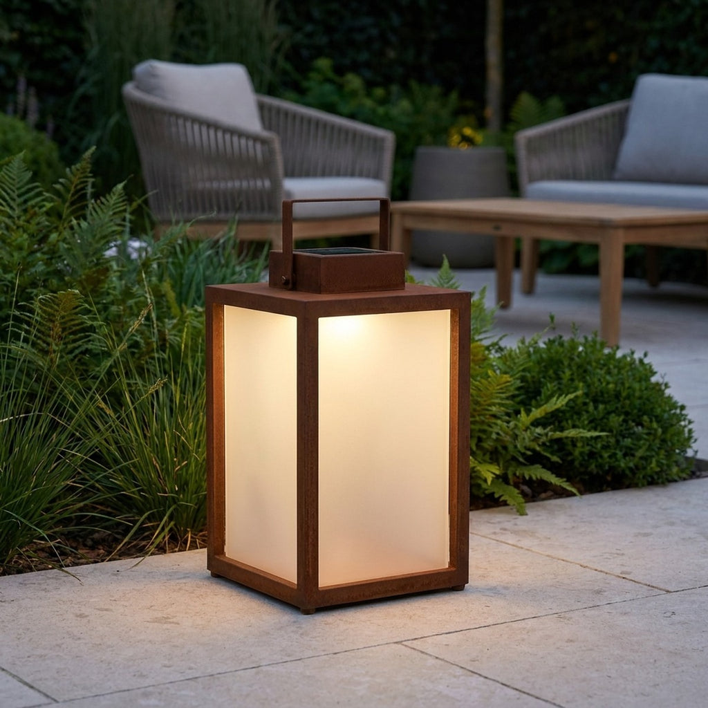 Tradition 300lm Solar Lantern 40 cm - Corten Aluminium with Frosted Glass