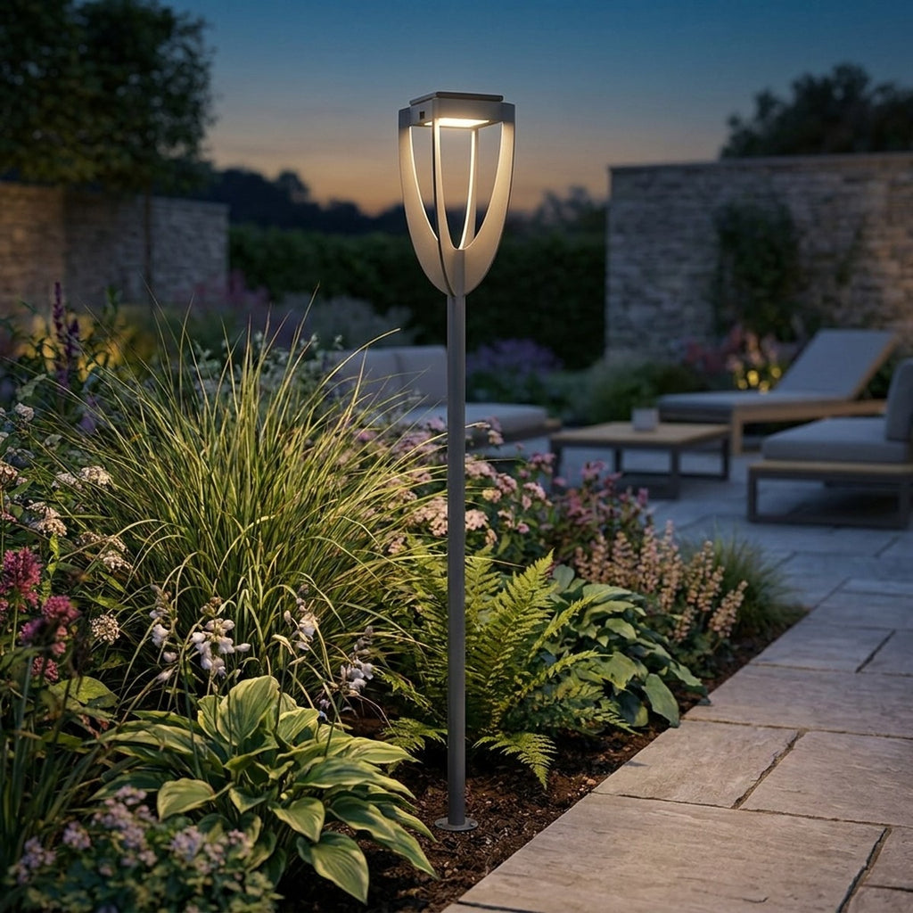 Tulip 300lm Adjustable Solar Torch / Bollard 82-137 cm - Space Grey Aluminium