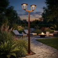 Metro Double-Head Solar & Rechargeable Lamppost 220 cm 2x500lm - Corten Aluminium