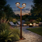 Metro Double-Head Solar & Rechargeable Lamppost 220 cm 2x500lm - Corten Aluminium