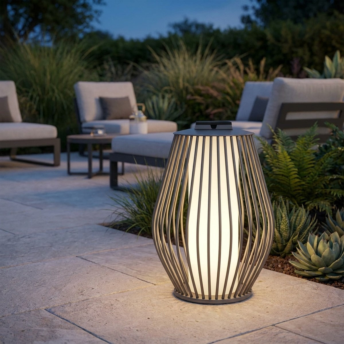 Mandalay 500lm Solar & Rechargeable Lantern 55 cm - Space Grey Aluminium