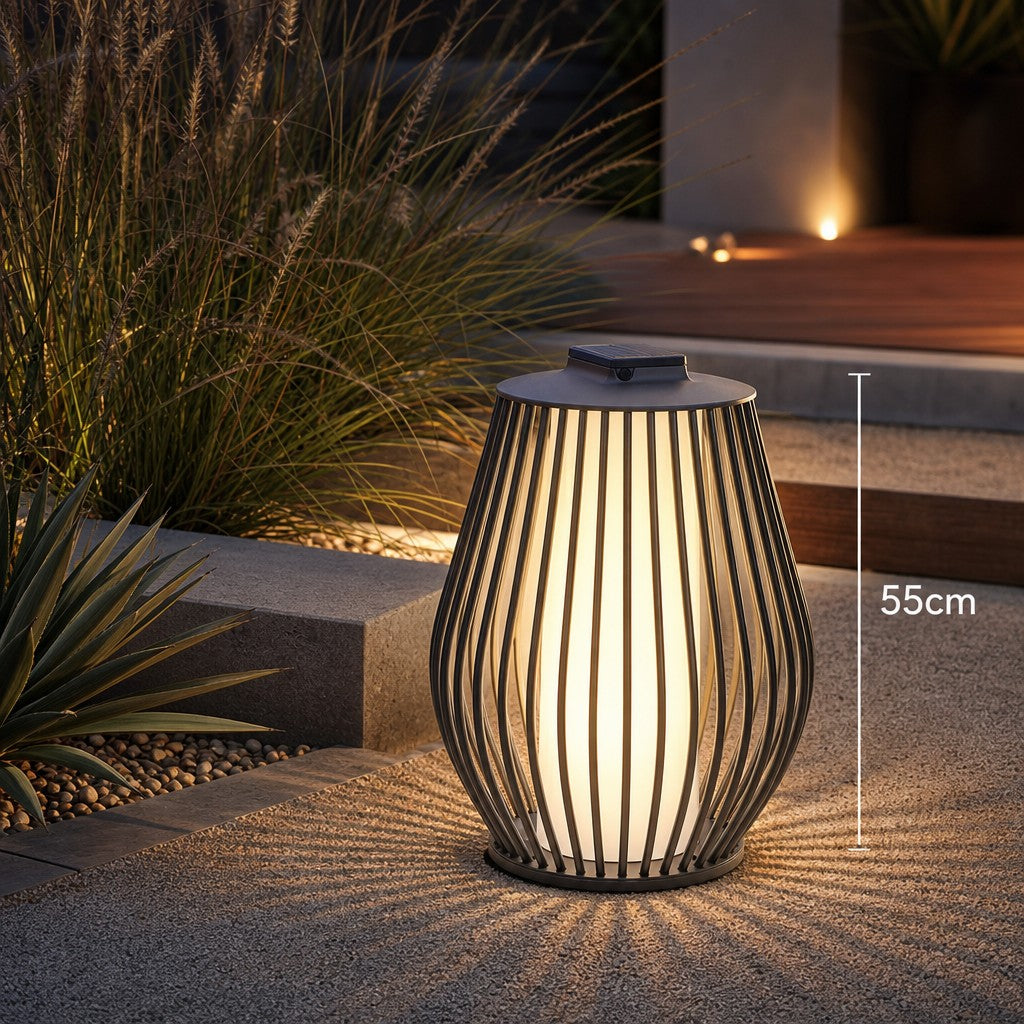 Mandalay 500lm Solar & Rechargeable Lantern 55 cm - Space Grey Aluminium