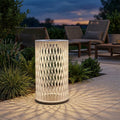 Cadix 500lm Solar & Rechargeable Floor Lamp 50 cm - White Woven Aluminium with Granite Base