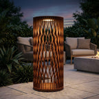 Cadix 500lm Solar & Rechargeable Floor Lamp 90 cm - Corten Woven Aluminium with Granite Base