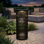 Cadix 500lm Solar & Rechargeable Floor Lamp 90 cm - Black Woven Aluminium with Granite Base