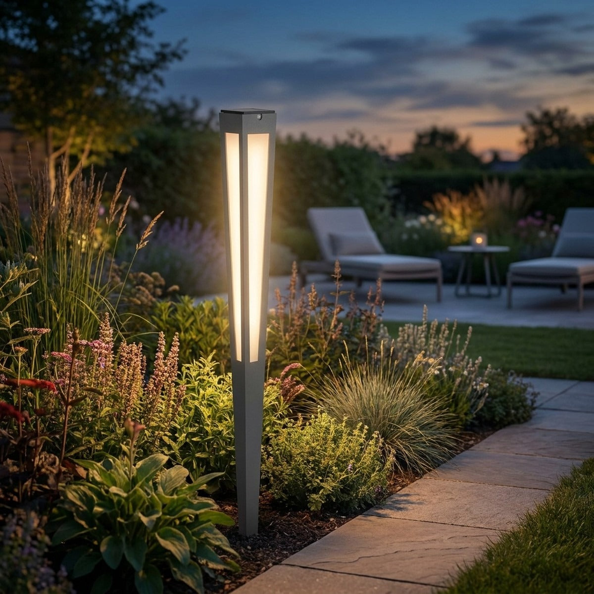 Tinka 500lm Solar Torch 120 cm - Space Grey Aluminium with Frosted Acrylic Diffuser
